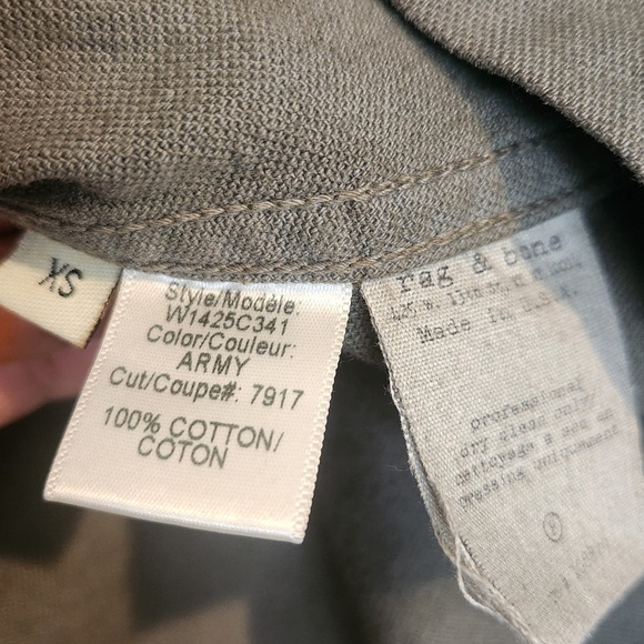 RAG & BONE CHAMBERLAIN JACKET ARMY GREEN CANVAS 100% COTTON SZ XS - Picture 12 of 13